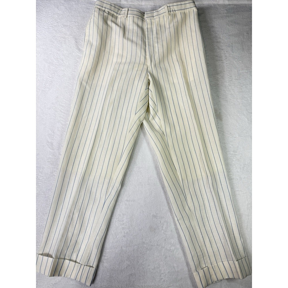 VTG Ben Silver Charleston Pleated Cream Pinstripe Pants Mens 40X30 Tailored USA